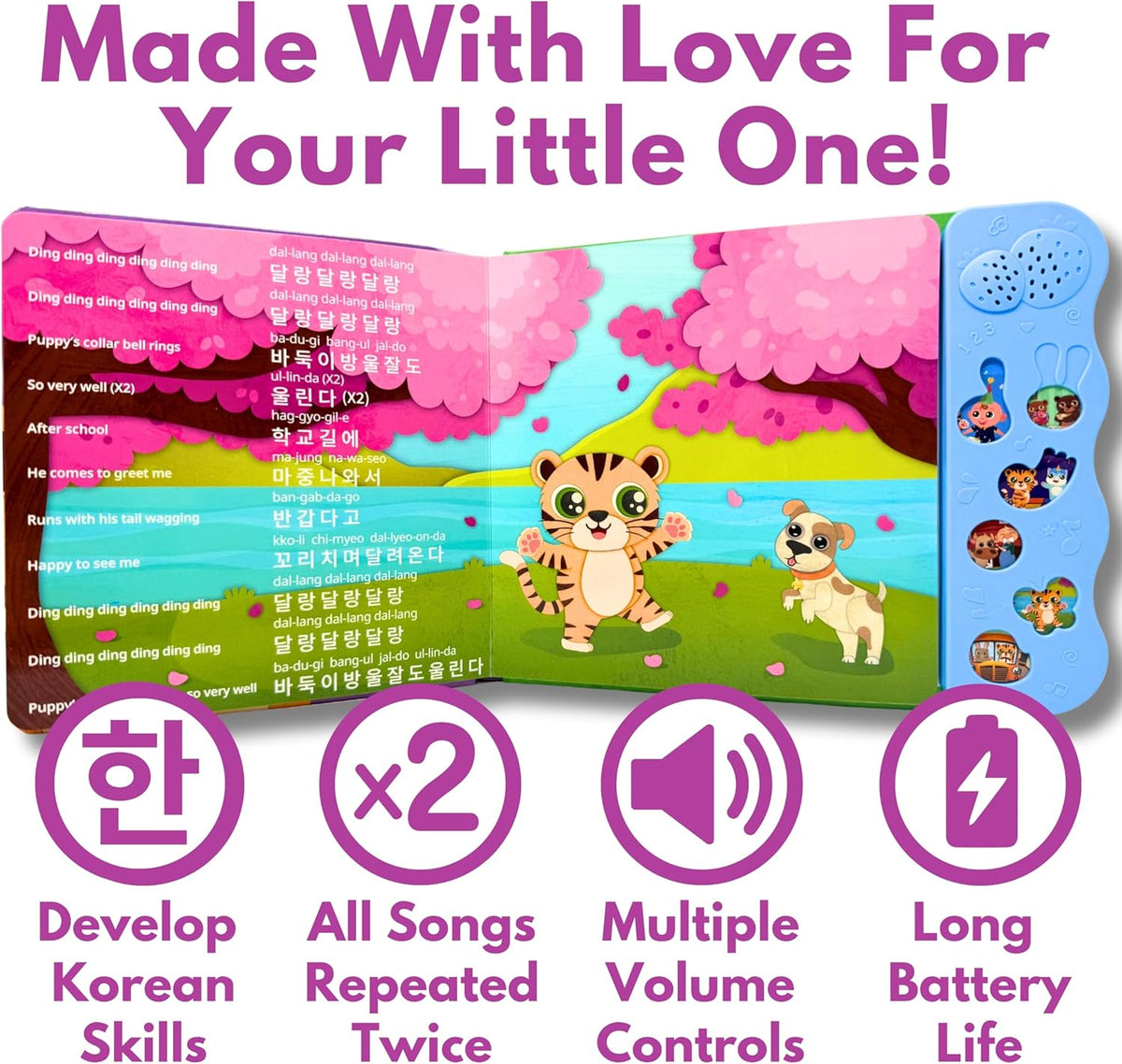 New! Learn Korean for Kids, Momo Learns Korean Vol. 3, Bilingual Korean Baby Book for Kids, Babies