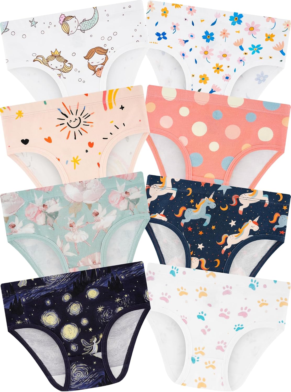 Girls' Underwear,Soft Cotton Tagless Panties for Toddlers' & Little Kids Comfort,Breathable