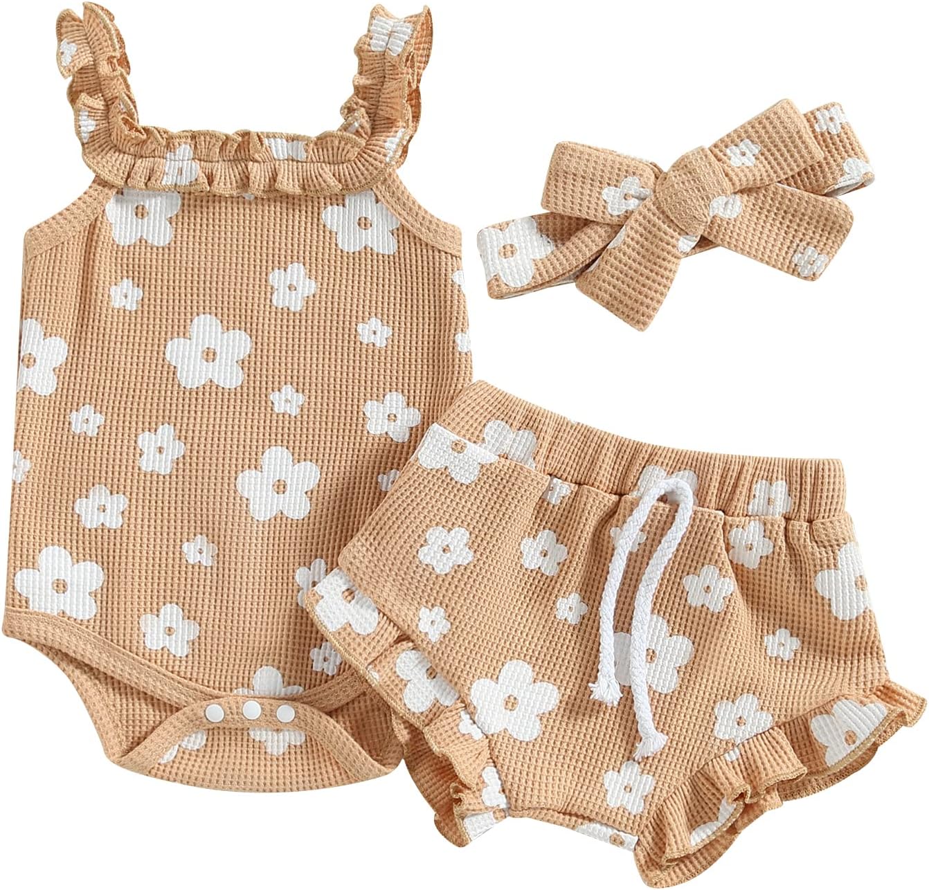 fhutpw Baby Girl Clothes Summer Cute Outfits 3 6 12 18 Months Spaghetti Strap Romper & Floarl
