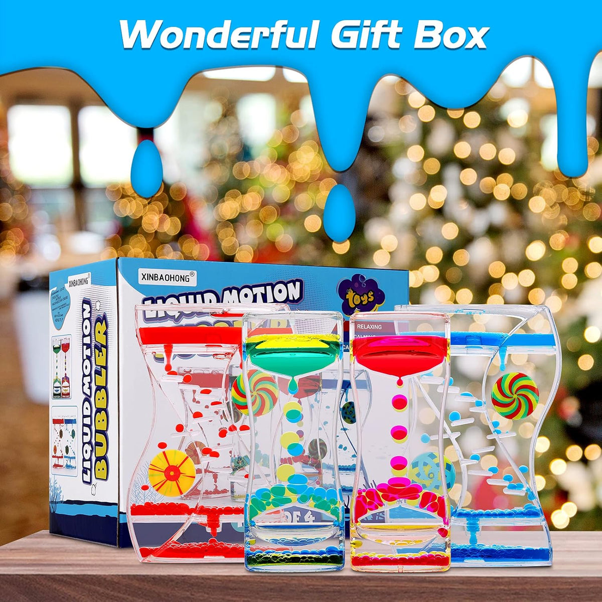 XINBAOHONG Liquid Motion Bubbler Sensory Toy for Kids and Adults 4-Pack，Calming Stress Relief