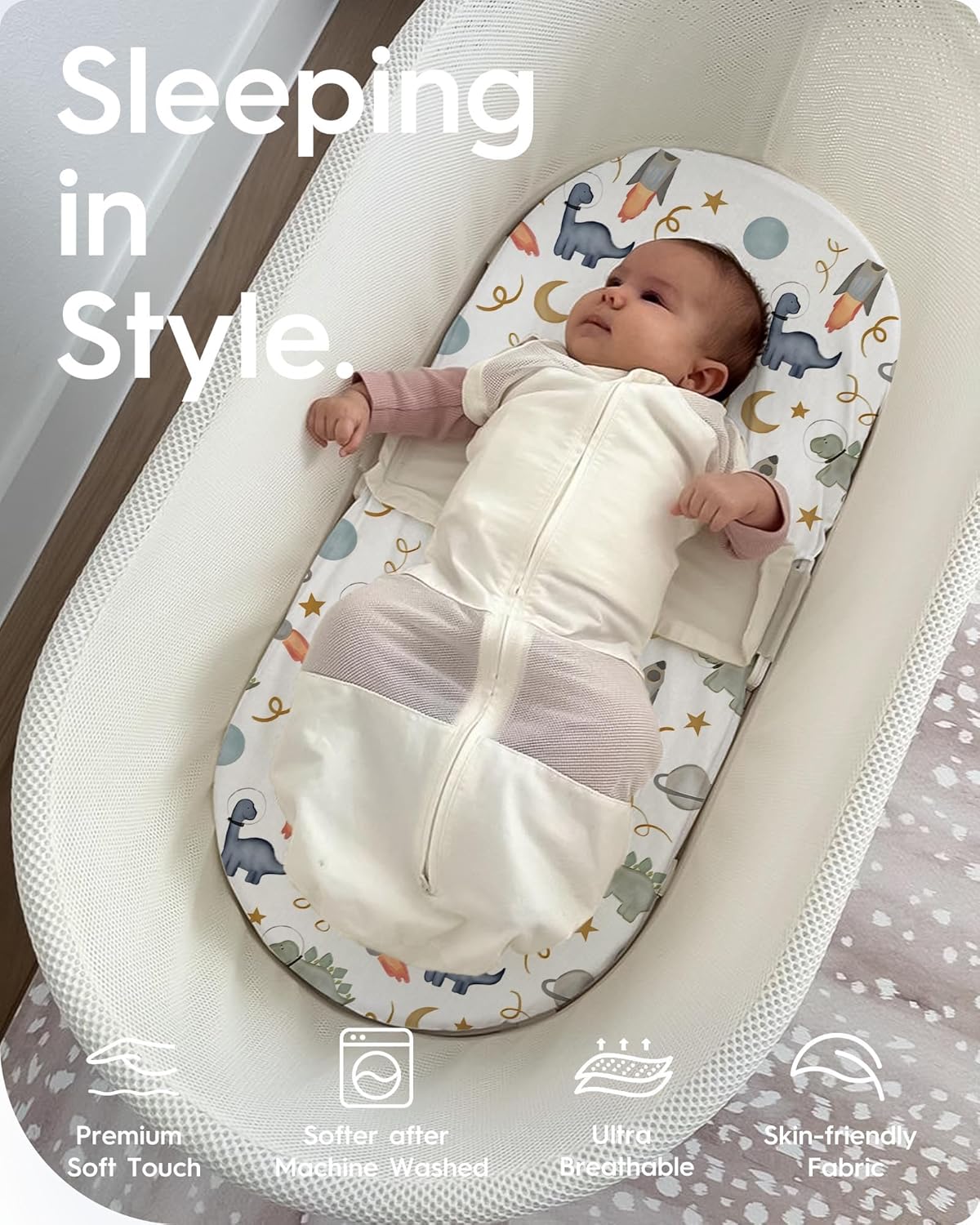 Bassinet Sheets for Baby Boy Girl, TotBasic Buttery Soft Universal Bassinet Fitted Sheet