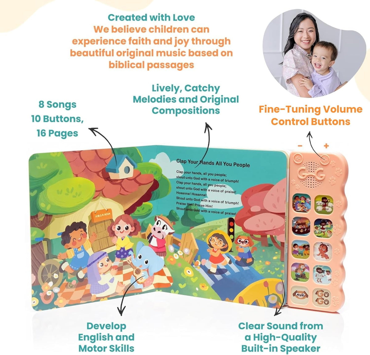 GO GO Songs of Creation and Praise: Christian Baby Books with 8 Songs, Singing Toy, Sound Play for