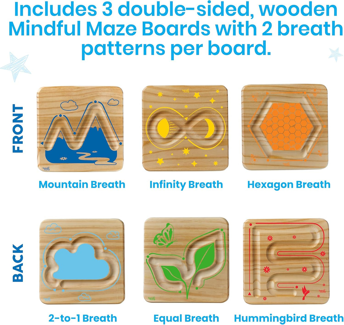 hand2mind Wooden Mindful Maze Set, Tactile Sensory Toys for Toddlers, Anxiety Relief Items, Calm