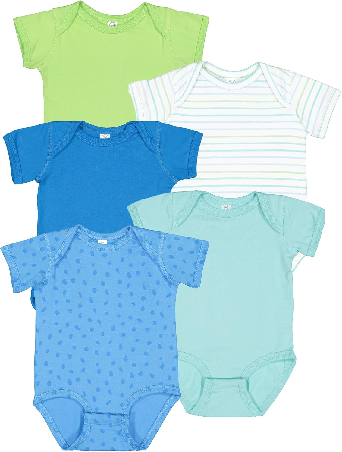 RABBIT SKINS Baby 5-Pack Soft Short Sleeve Bodysuit (4424K)