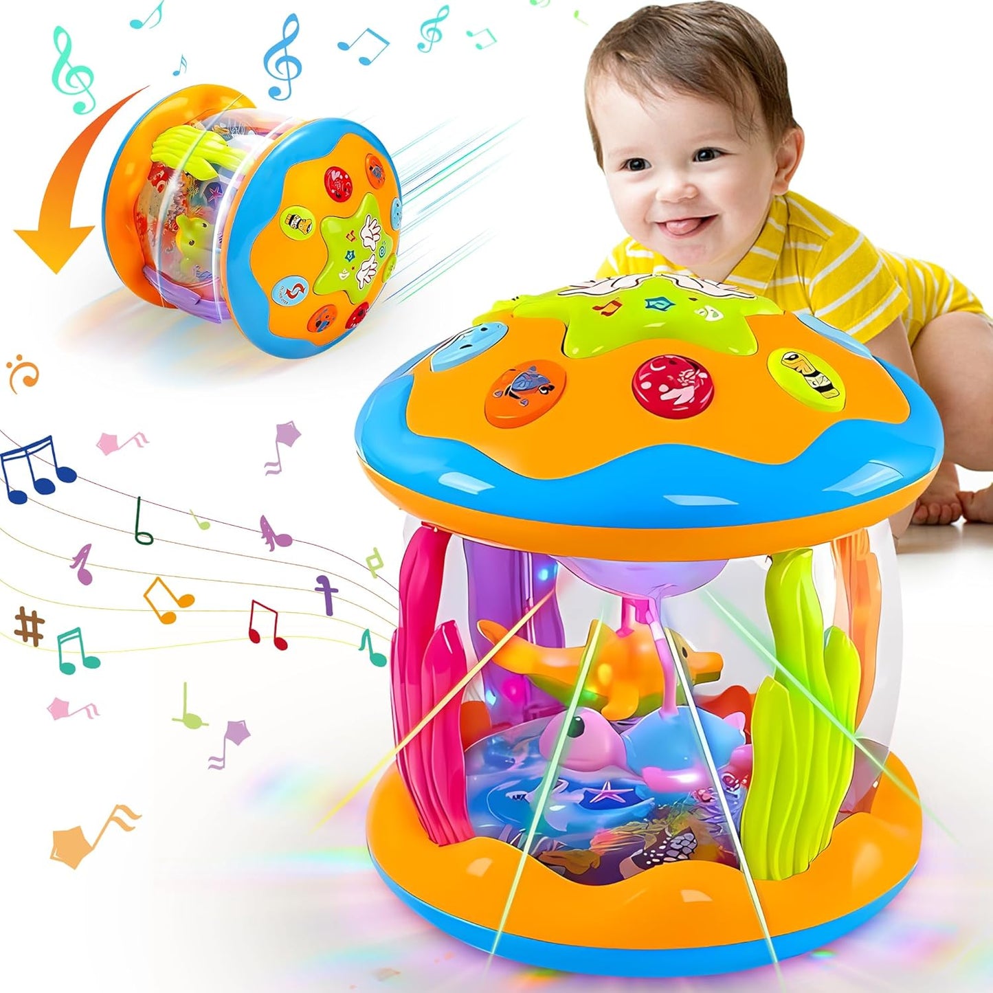 Baby Toys 6 to 12 Months - Musical Rotating Light Up Infant Toys, Early Learning Toys Baby Crawling