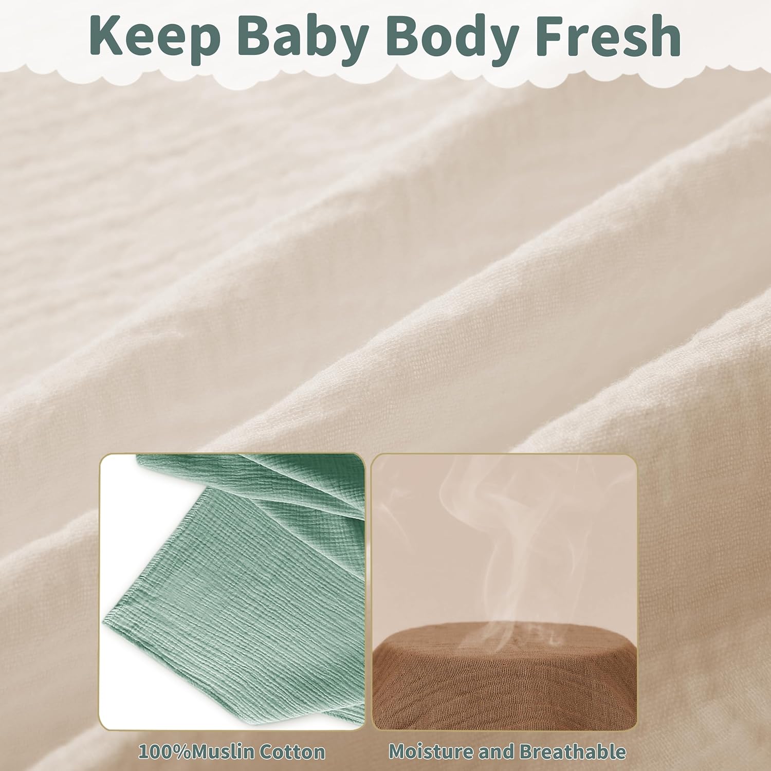 Muslin Swaddle Blankets for Newborn, 2 Pack Breathable Soft Receiving Blanket, Large 41 x 41 inches