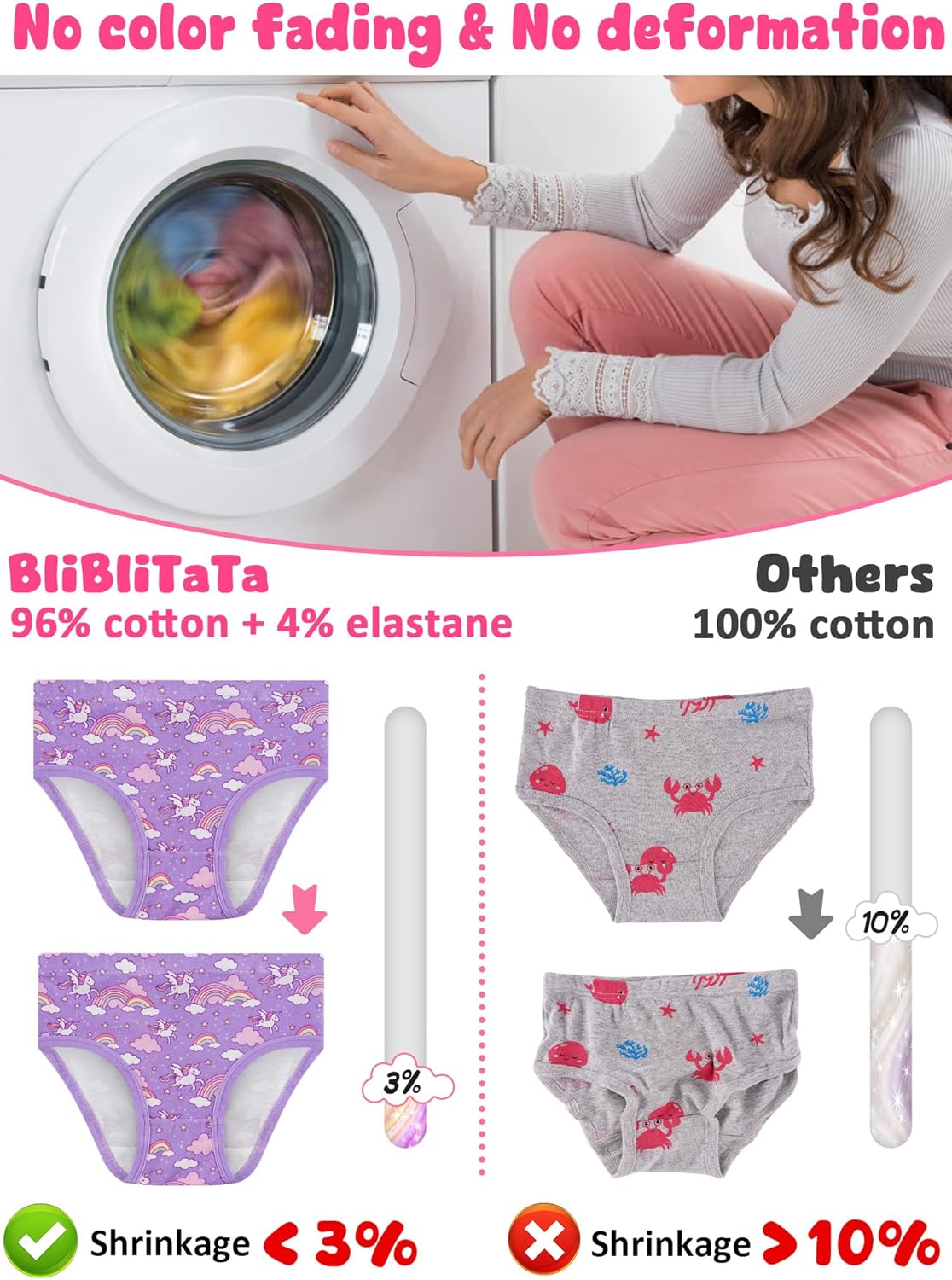 Girls' Underwear,Soft Cotton Tagless Panties for Toddlers' & Little Kids' Comfort,Breathable