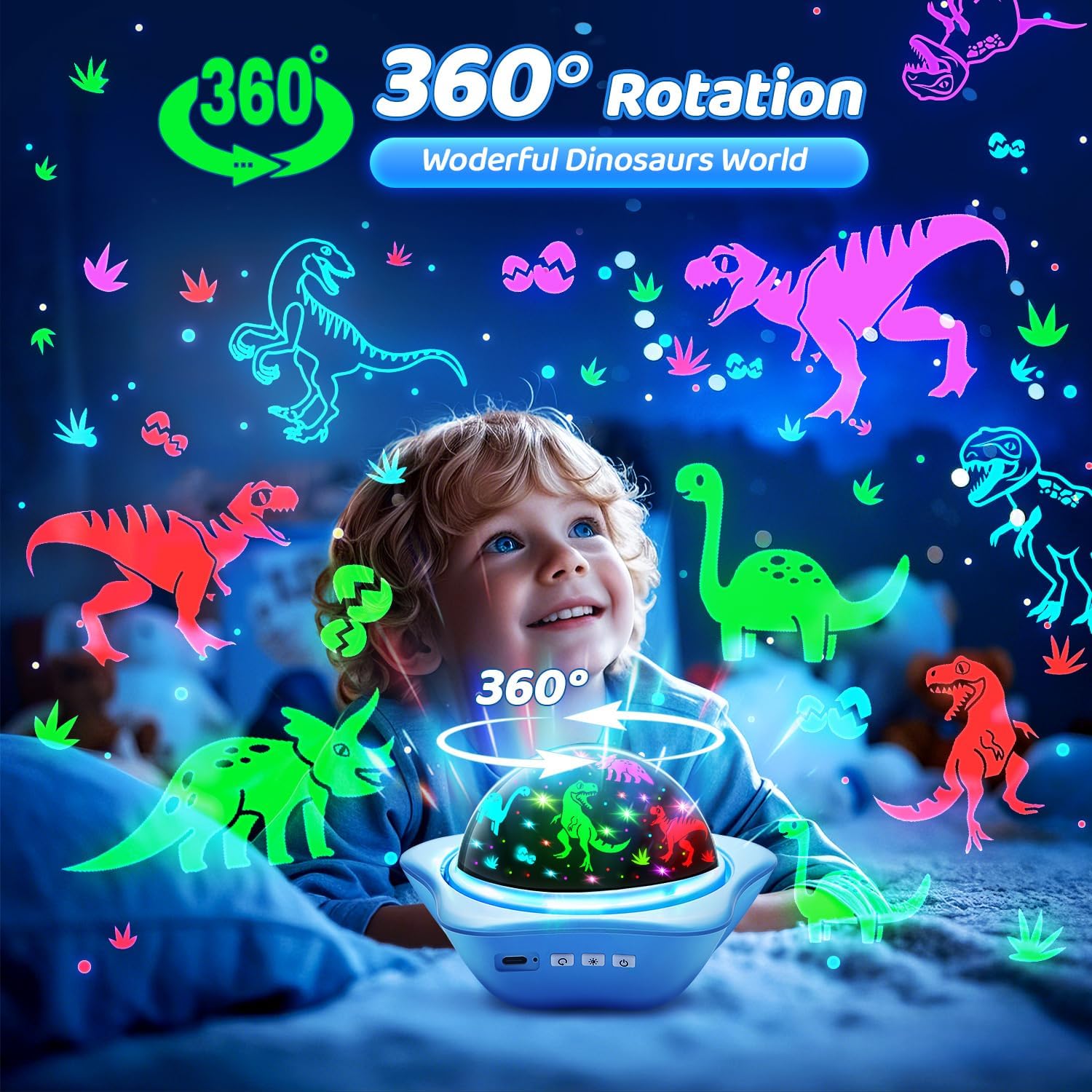 One Fire Night Light for Kids Gifts, 6 Films+78 Lighting Modes Ceiling Star Projector, Rechargeable
