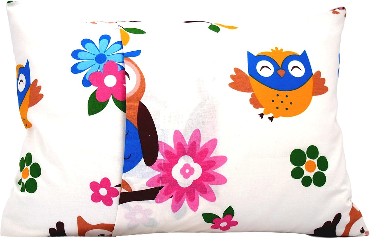 Cotton Toddler Pillowcase 13 x 18 Owl - Small Pillowcases for Travel Pillows, Owl Pillow Cases