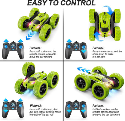 Remote Control Car for Kids Ages 6+, RC Cars Stunt Car Toy 4WD Double Sided 360° Rotating Remote
