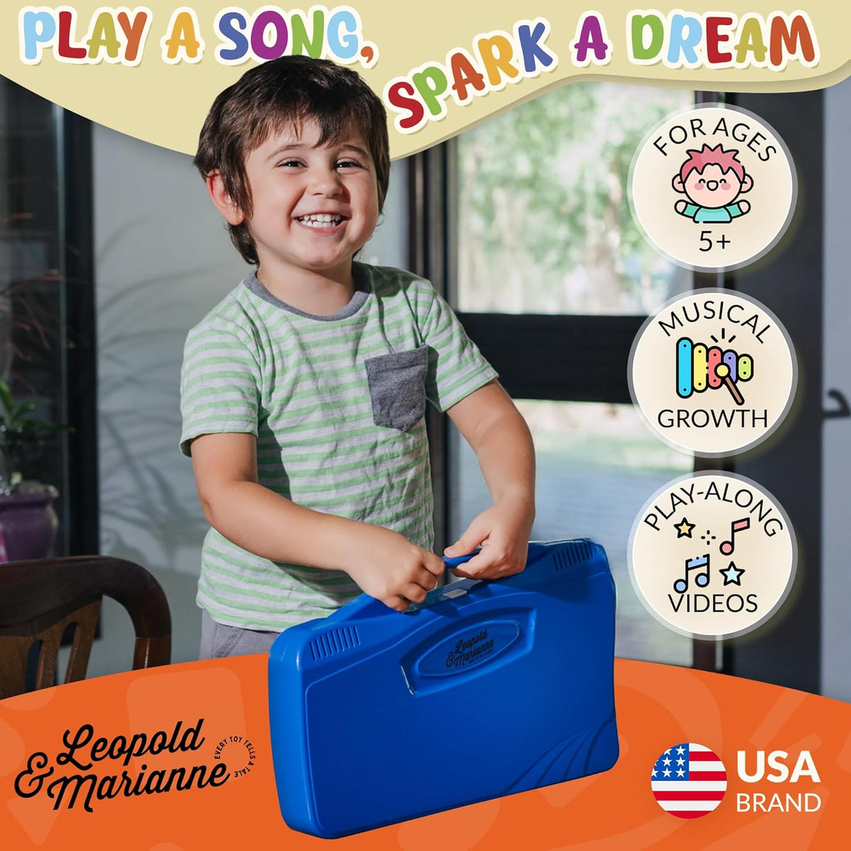 Leopold & Marianne | Xylophone for Kids Ages 5-9 | Kids Musical Instrument | Glockenspiel 25 Notes