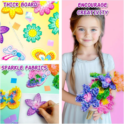 AGENTLAN Art & Craft Activity, Poke Fun Flower Bouquet Craft Kit, Fun & Easy Art Kits for Kids, DIY