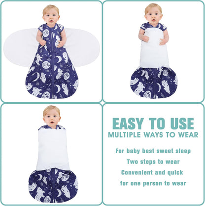 Newborn Sleep Sack Baby Swaddle,3-Way Adjustable Wearable Blanket,100% Rayon Cotton Swaddling