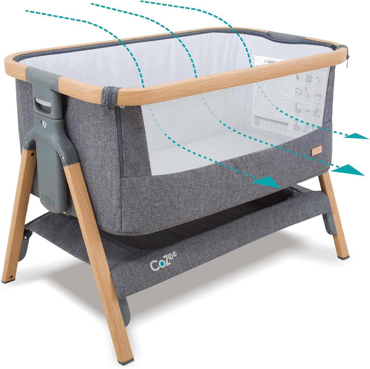CoZee® 2-in-1 Baby Bassinet & Bedside Sleeper - Fast-Folding Bedside Bassinet, Baby Crib with 6