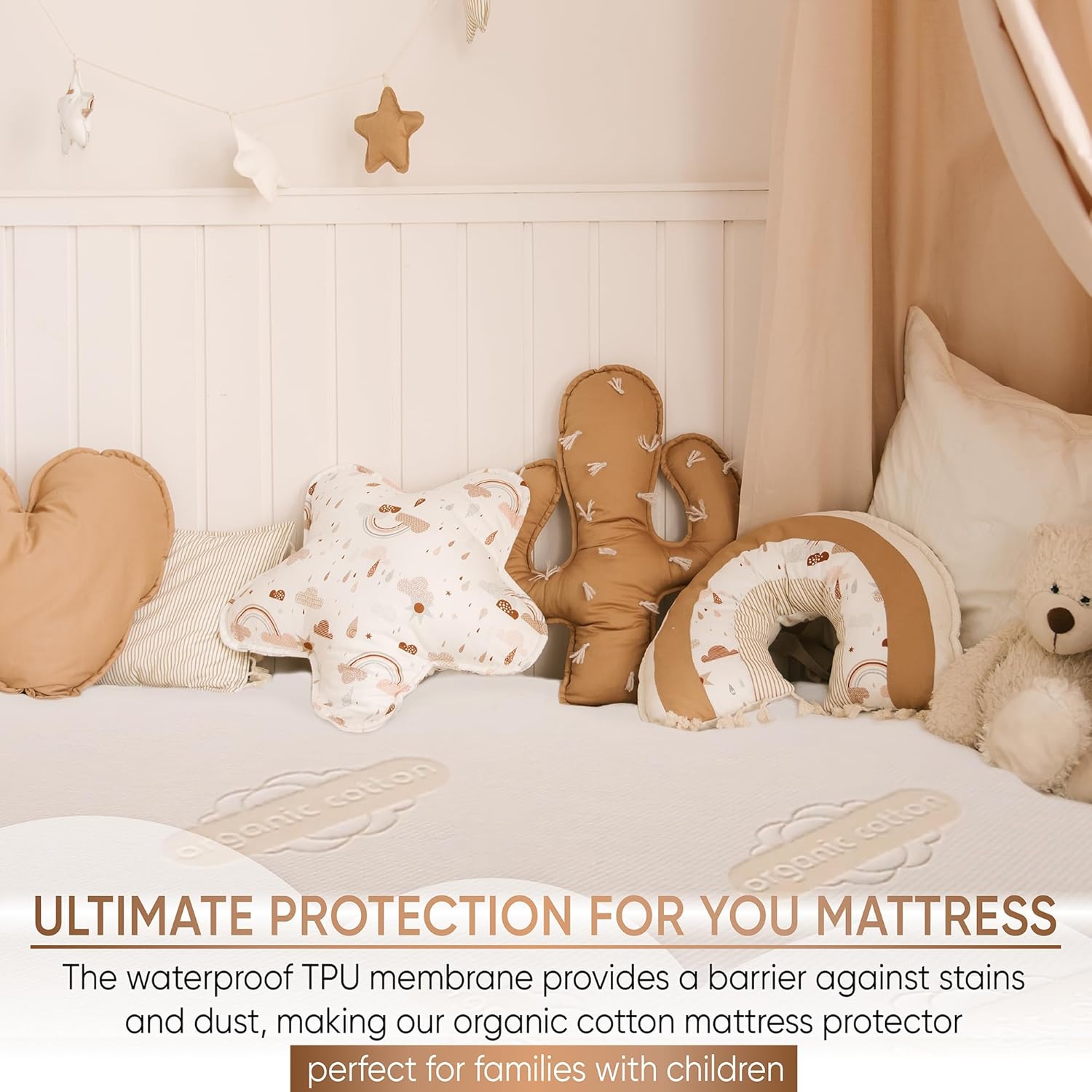 Waterproof Organic Mattress Protector Twin - Organic Cotton Breathable Mattress Pad Cover - 200 GSM