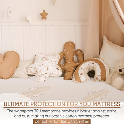 Waterproof Organic Mattress Protector Twin - Organic Cotton Breathable Mattress Pad Cover - 200 GSM