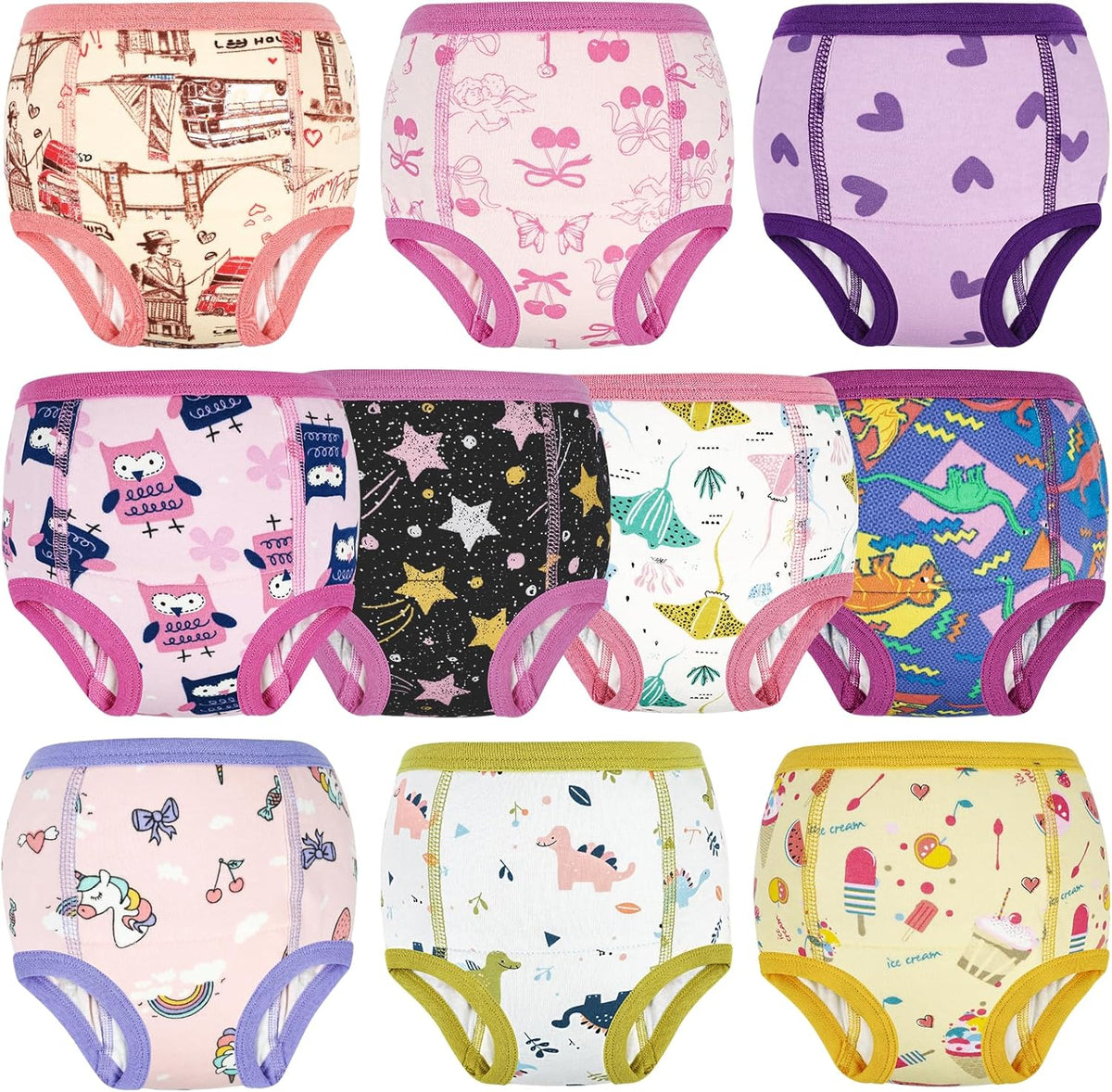MooMoo Baby Potty Training Underwear Absorbent Toddler Training Pants for Boys and Girls 10 Packs