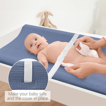 Bearmoss Changing Pad Cover, 2 Pack Muslin [100% Cotton] Diaper Changing Table Covers, 32'' x 16''