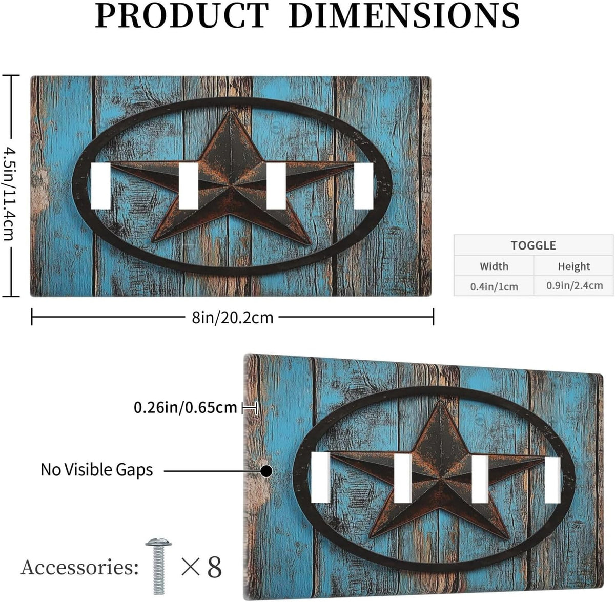Light Switch Covers Rustic Wood Country Barn Texas Star On Teal Quad Toggle Electrical Faceplate 4