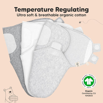 3-Pack Organic Baby Swaddle Sleep Sacks - Swaddles for Newborns, Infant 3-6 Months, Baby Girls