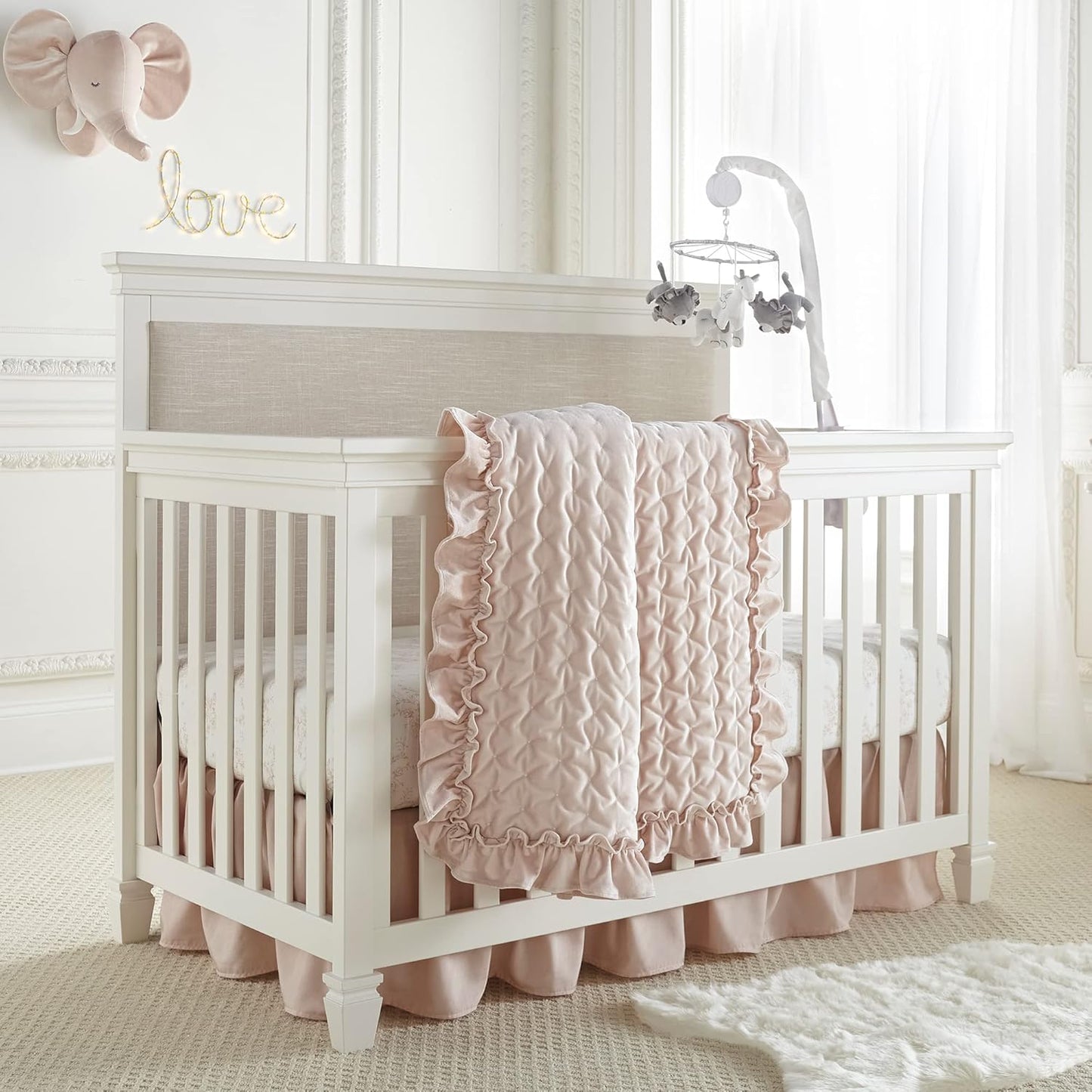 Levtex Baby - Heritage Crib Bed Set - Baby Nursery Set - Blush Velvet - Rich Velvet - 4 Piece Set