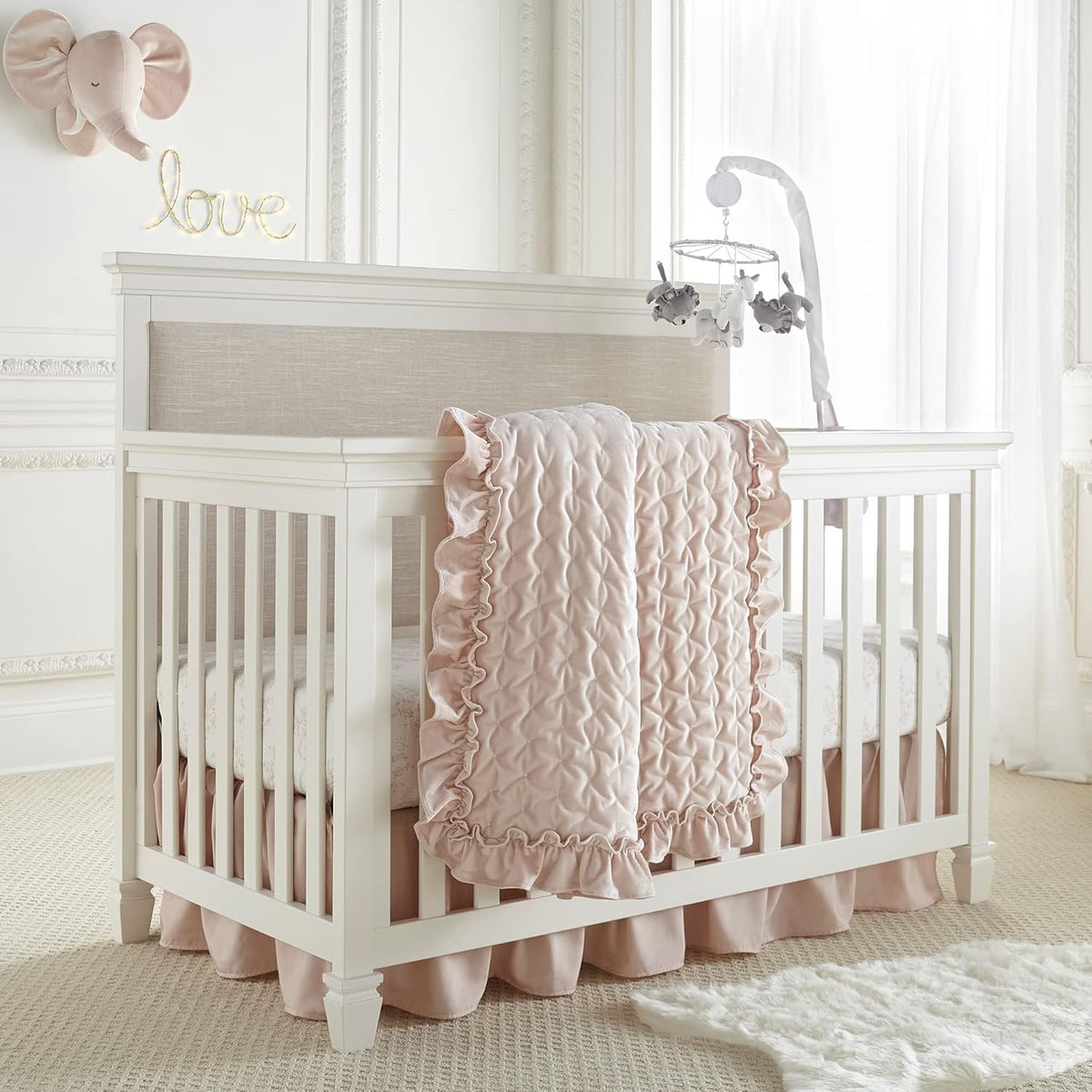 Levtex Baby - Heritage Crib Bed Set - Baby Nursery Set - Blush Velvet - Rich Velvet - 4 Piece Set