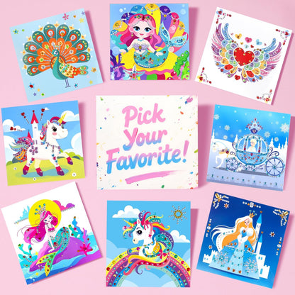 Marlrin Gem Sticker Kit for Kids, 8 Unicorn Princess Themes, Crafts Kits for Girls Ages 4-8, Arts &