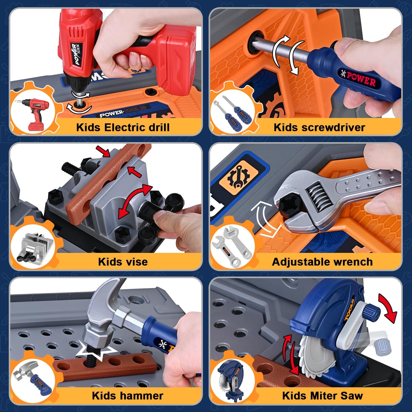 Kids Tool Bench with Electric Drill, Toddler Tool Set for Boys Ages 3-5 6-8