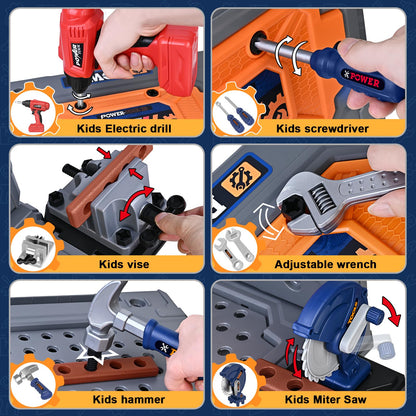 Kids Tool Bench with Electric Drill, Toddler Tool Set for Boys Ages 3-5 6-8