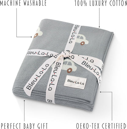 Baby Swaddle Blanket for Boys - 100% Oeko Tex Certified Natural Cotton Buttery Soft Cozy Receiving