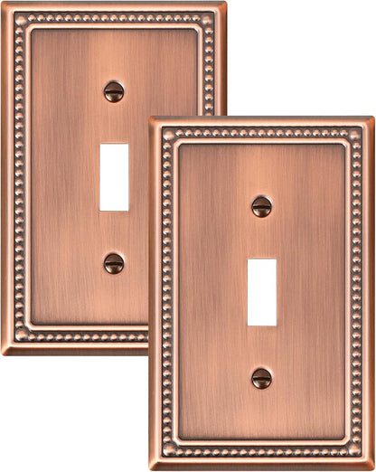 2-Pack Single Toggle Light Switch Cover Plate, Pearls Decorative Switch Plate Covers, Antique