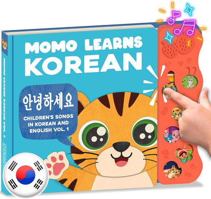 New! Learn Korean for Kids, Momo Learns Korean Vol. 1, Bilingual Korean Baby Book for Kids, Babies