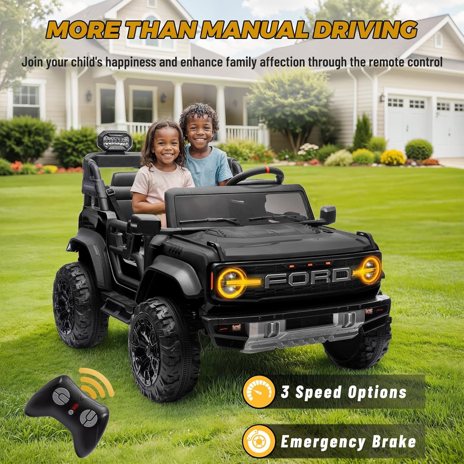 ENYOPRO 24V Licensed Ford Bronco Raptor Electric Car for Kids, 2 Seater Battery Operated Ride On