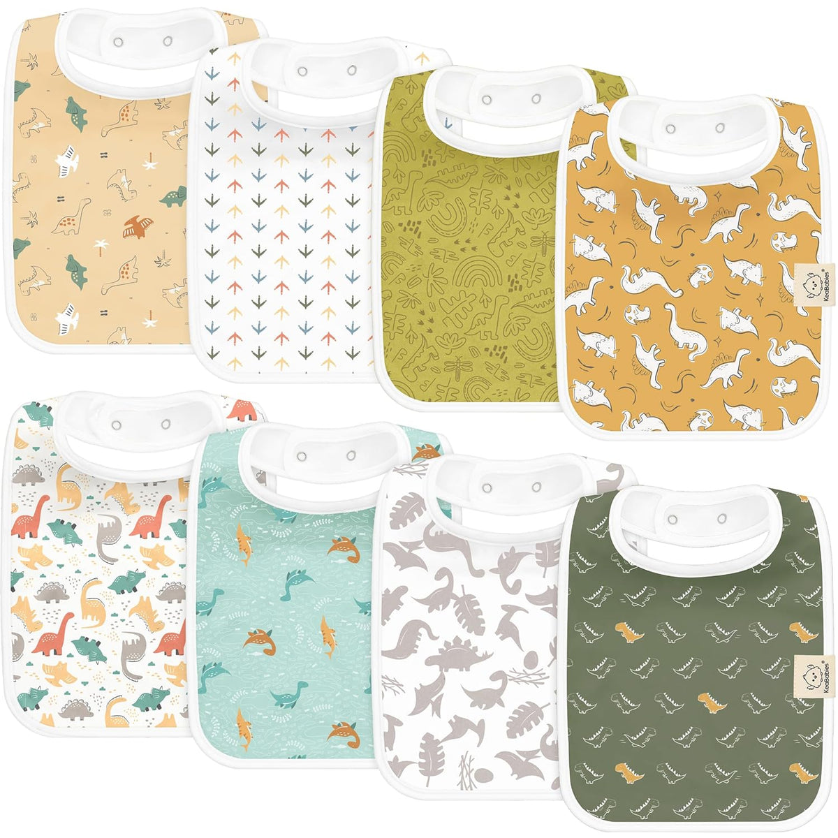 KeaBabies 8-Pack Organic Baby Bibs for Boys, Girls - Super Absorbent Cotton Drool Bibs for Baby
