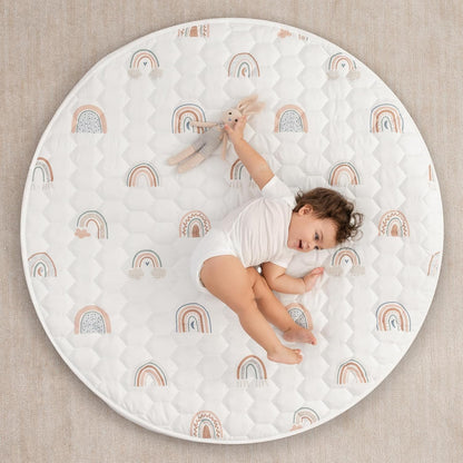 Comfy Cubs Round Kids Play Mat - Medium 48 inches Soft Quilted Baby Floor Mat with Non-Slip Bottom