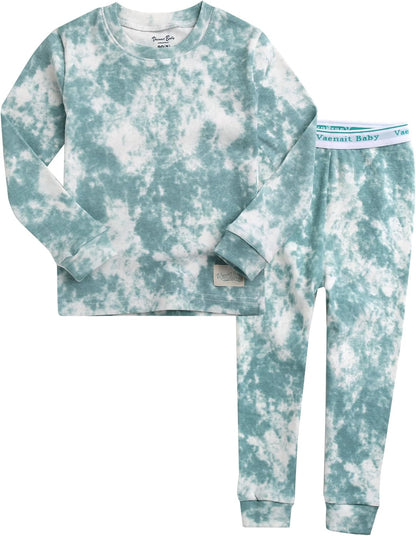 VAENAIT BABY 12M-12Y Toddler Kids Boys Girls 100% Cotton Marbling Tiedye Sung Fit Sleepwear Pajamas