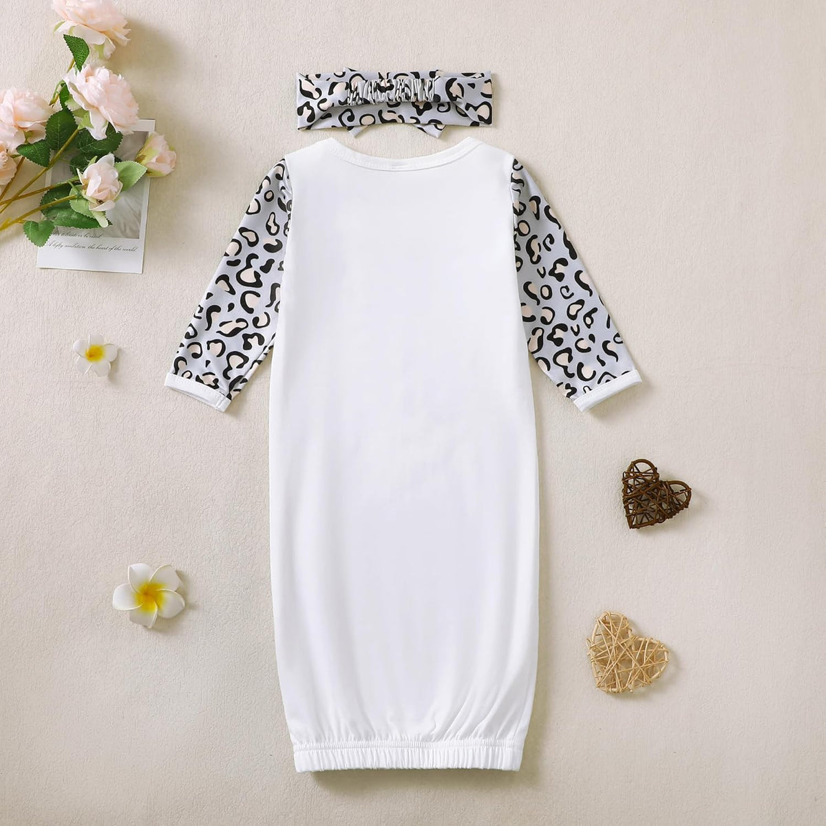 AMAWMW Newborn Baby Girl Little Sister Sleeper Gown Stripe Long Sleeve Nightgown Pajamas Gifts