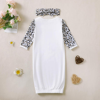AMAWMW Newborn Baby Girl Little Sister Sleeper Gown Stripe Long Sleeve Nightgown Pajamas Gifts