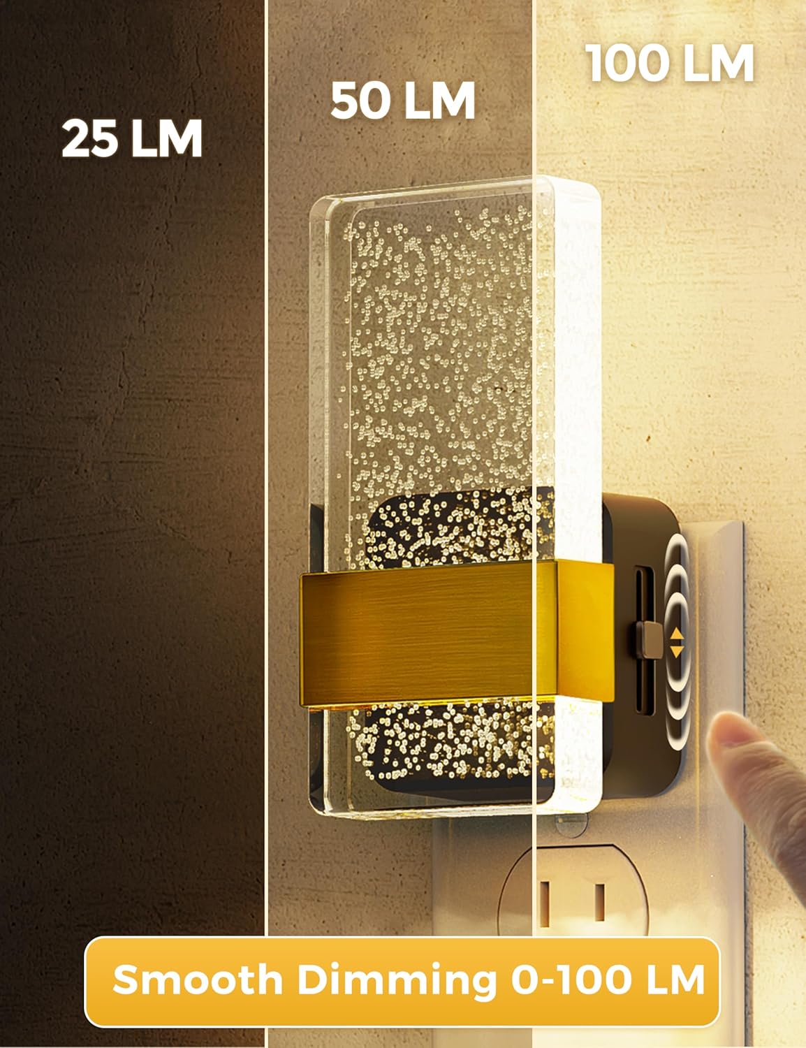 L LOHAS LED Night Light, Bathroom Night Lights Plug Into Wall with Dusk-to-Dawn Sensor, 0-100LM
