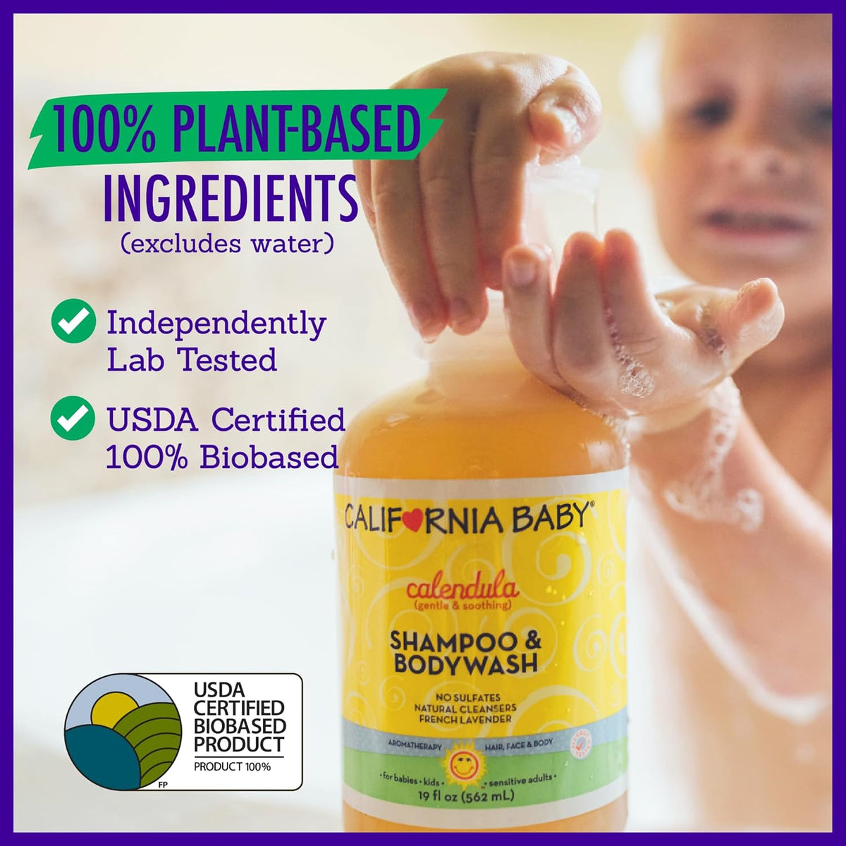 California Baby Calendula Shampoo and Body Wash | 100% Plant-Based | Allergy Friendly | Soothing