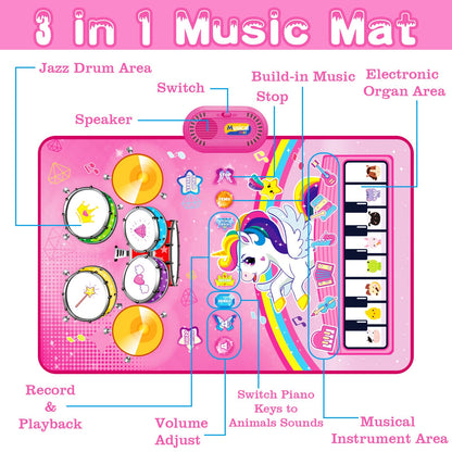 Toys for 1 Year Old Girl Gifts: 3 in 1 Baby Music Mat Toddler Toys Age 1-2