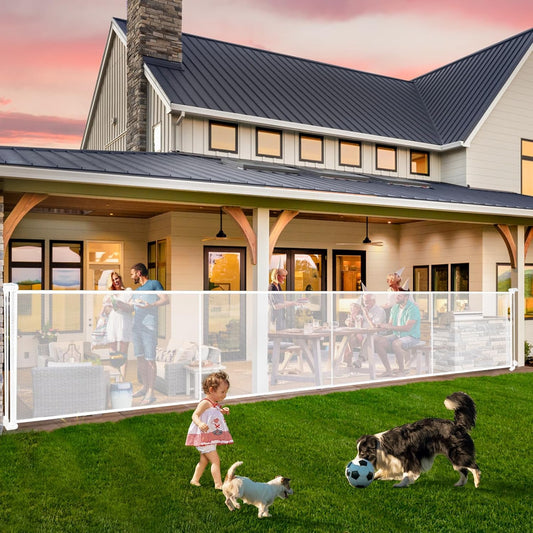 Retractable Baby Gates - 200" Extra Wide Retractable Dog Gate, 42" Extra Tall Mesh Gate Pet Gate