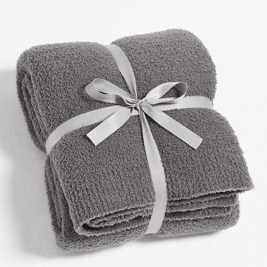 CYMULA Knit Throw Blanket for Couch Dark Grey-Super Soft Lightweight Plush Fuzzy Fluffy Cozy