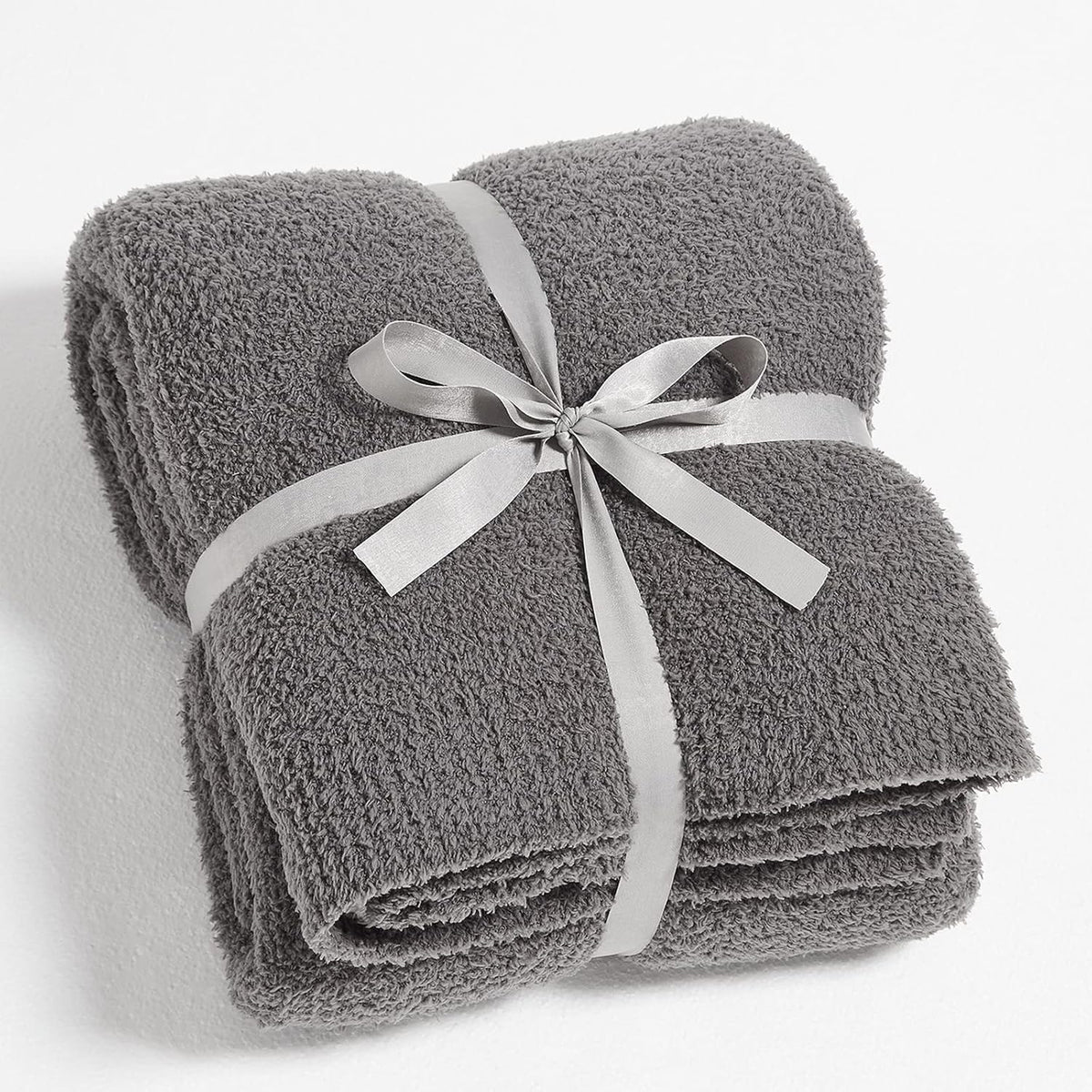 CYMULA Super Soft Knit Throw Blanket Twin Size Dark Grey-Lightweight Plush Fuzzy Fluffy Warm Cozy