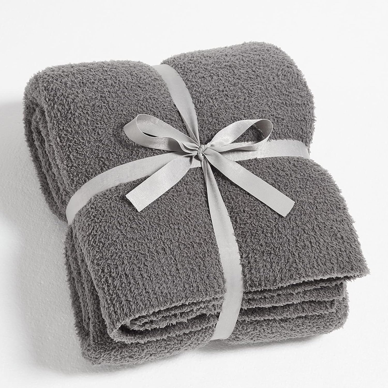 CYMULA Super Soft Knit Throw Blanket Twin Size Dark Grey-Lightweight Plush Fuzzy Fluffy Warm Cozy