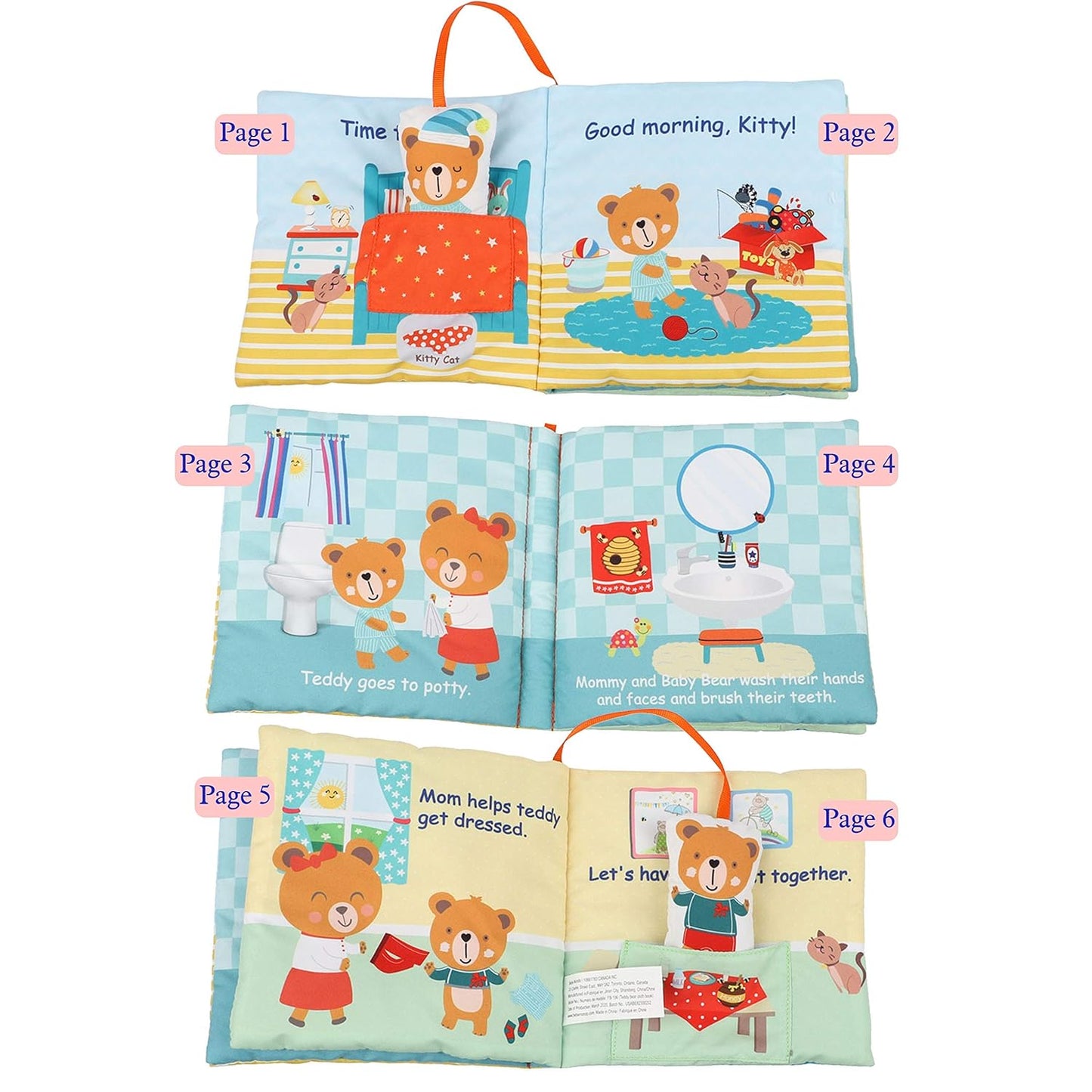 Teddy Bear Baby Toy Cloth Crinkle Books for Babies Infant Toddler, Soft Toys 0-6-12 Months Activity