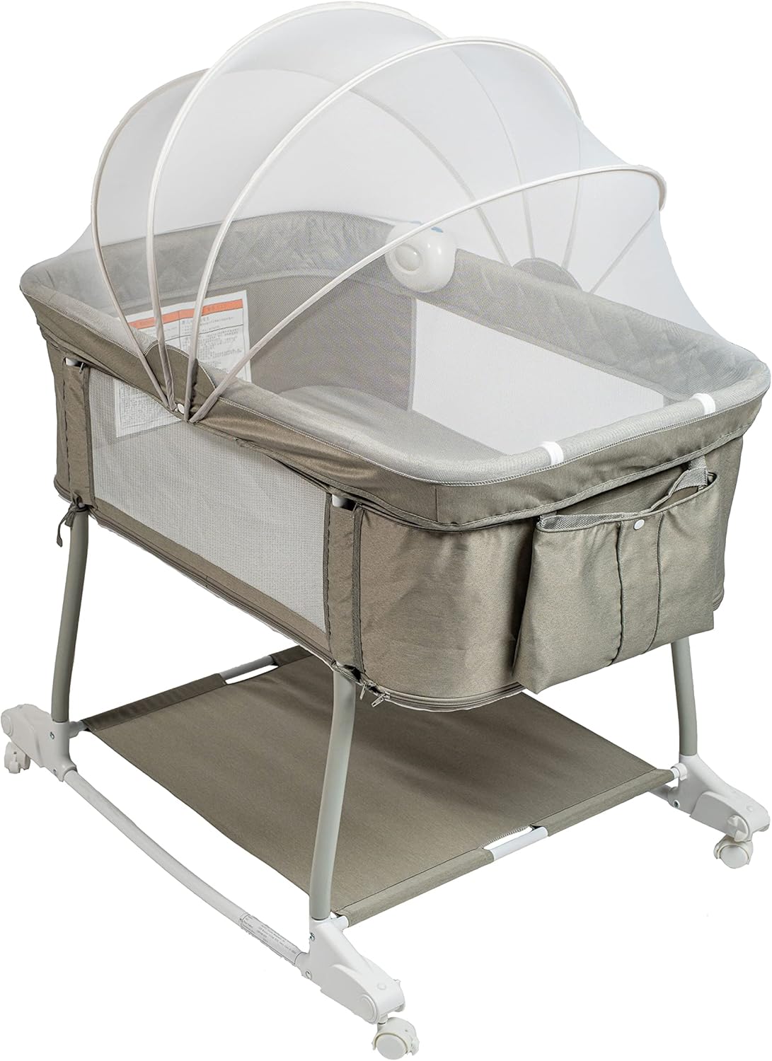Newborn Portable Bassinet on Wheels for Baby 3 in 1 Bedside Sleeper Rocking Crib Playard with