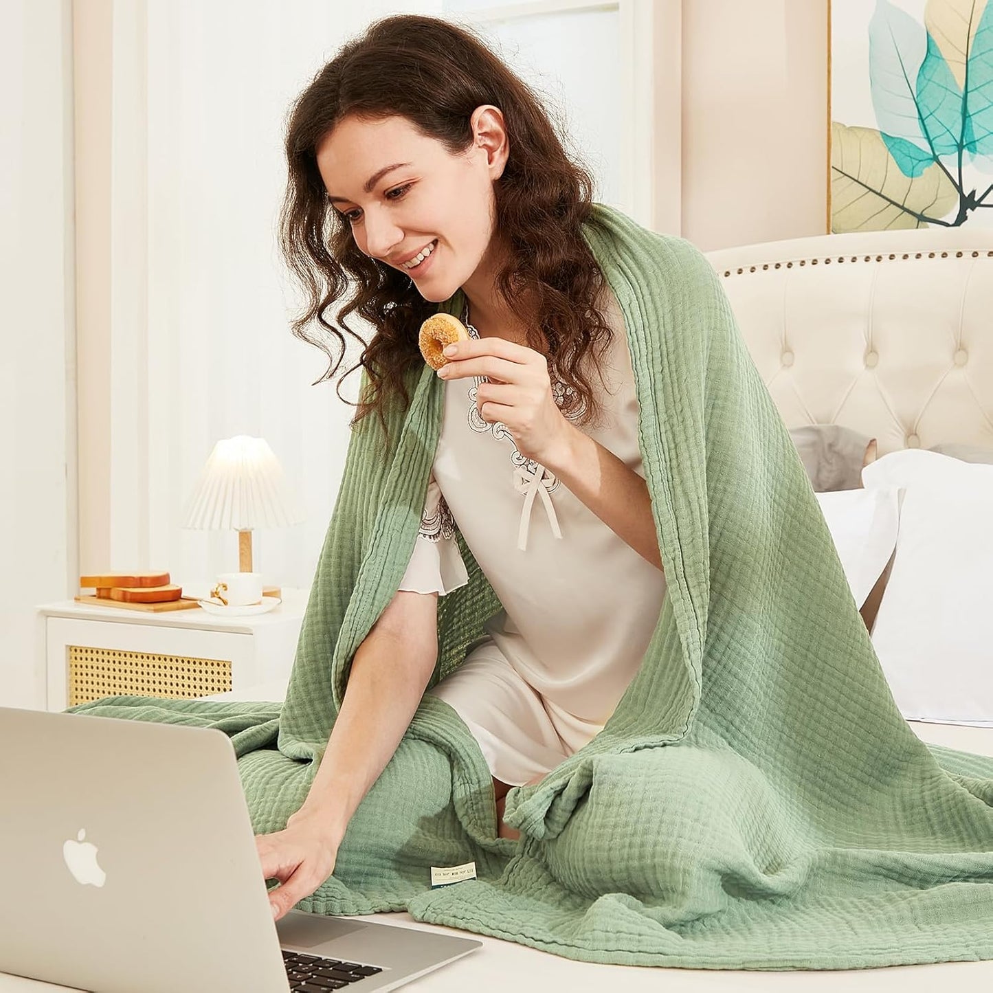 EMME Cotton Twin Blanket for Couch Soft Airy Muslin Bed Blankets Lightweight Breathable Blanket All