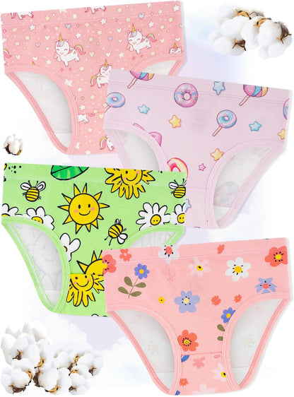 Girls' Underwear,Soft Cotton Tagless Panties for Toddlers' & Little Kids Comfort,Breathable