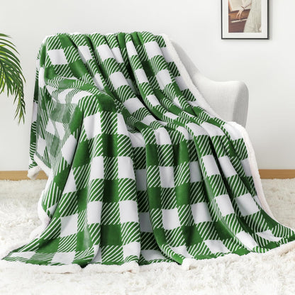 Touchat Sherpa Plaid Twin Blanket 60" X 70", Fuzzy Fluffy Soft Cozy Throw Blanket, Twin Size Plush